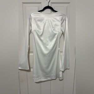 Shein White Satin and Silver Midi/Mini Dress W Open Back